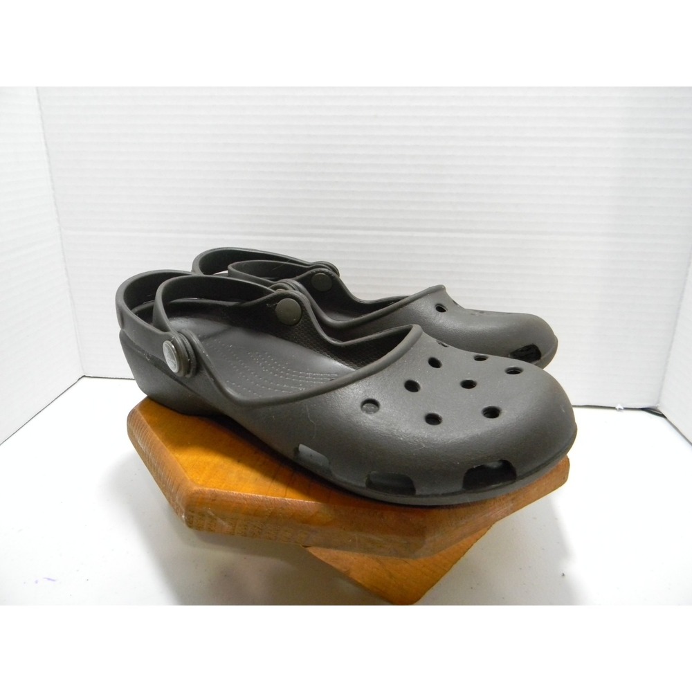 Crocs 202469 Womens W7 Black Mary Jane Clogs Slip On Comfort Shoes